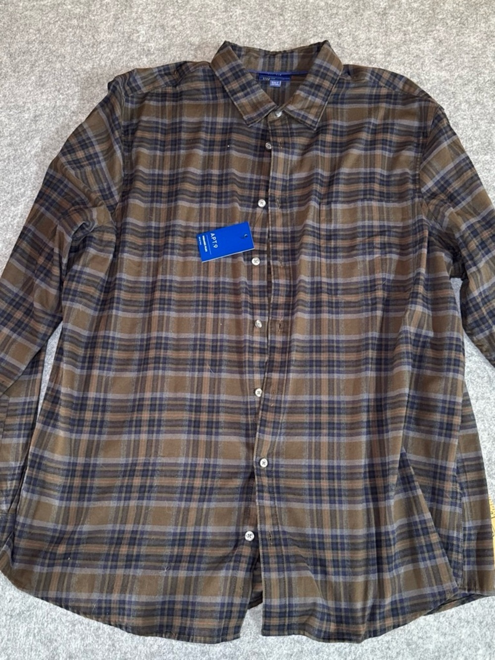 Apt. 9 Brown and Navy Plaid Button-Down Shirt